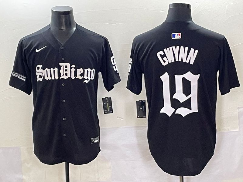 Men 2025 San Diego Padres #19 Gwynn Black Five generations Joint Name Nike MLB Jersey style 14->san diego padres->MLB Jersey